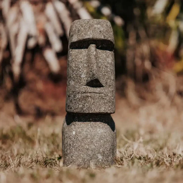 Statue de jardin extérieur Île de Pâques Moaï en pierre volcanique, 30 cm