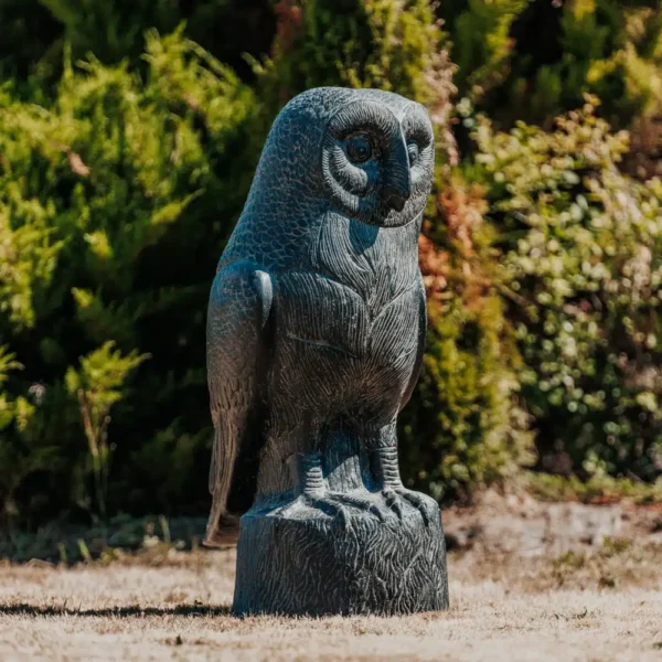 Statue de jardin chouette extérieur noir antique 100cm