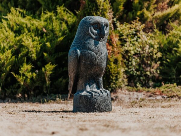 Statue de jardin chouette extérieur noir antique 100cm – Image 4