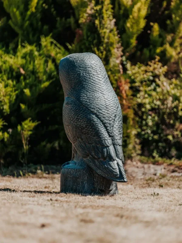 Statue de jardin chouette extérieur noir antique 100cm – Image 3