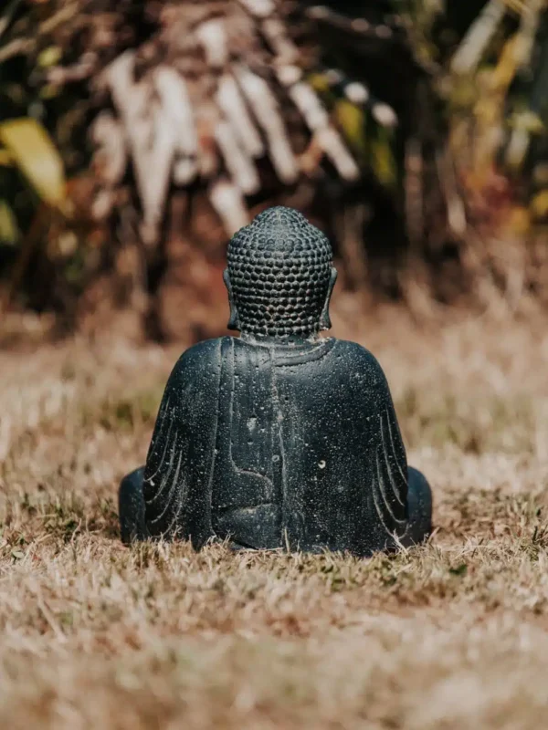 Statue bouddha japonais assis méditation noir 21cm – Image 3