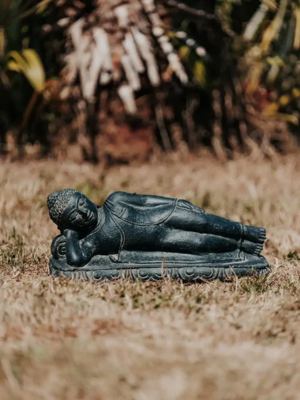 Statue de Jardin Extérieur Bouddha Allongé Jardin Noir Antique Longueur 40cm – Image 2