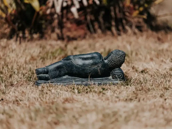Statue de Jardin Extérieur Bouddha Allongé Jardin Noir Antique Longueur 40cm – Image 3