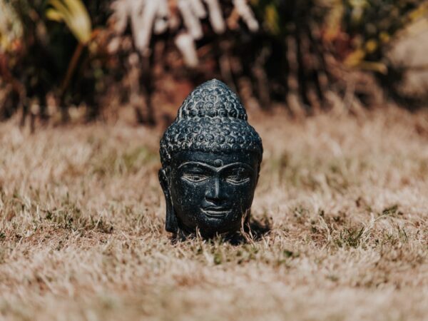 Statue de jardin tête de bouddha noir 20cm – Image 4