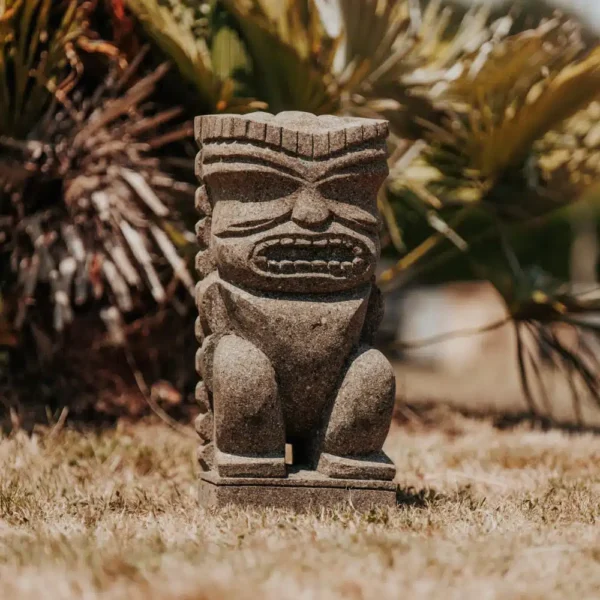 Statue de jardin extérieur – Totem Tiki en pierre volcanique – 50cm, Tupai