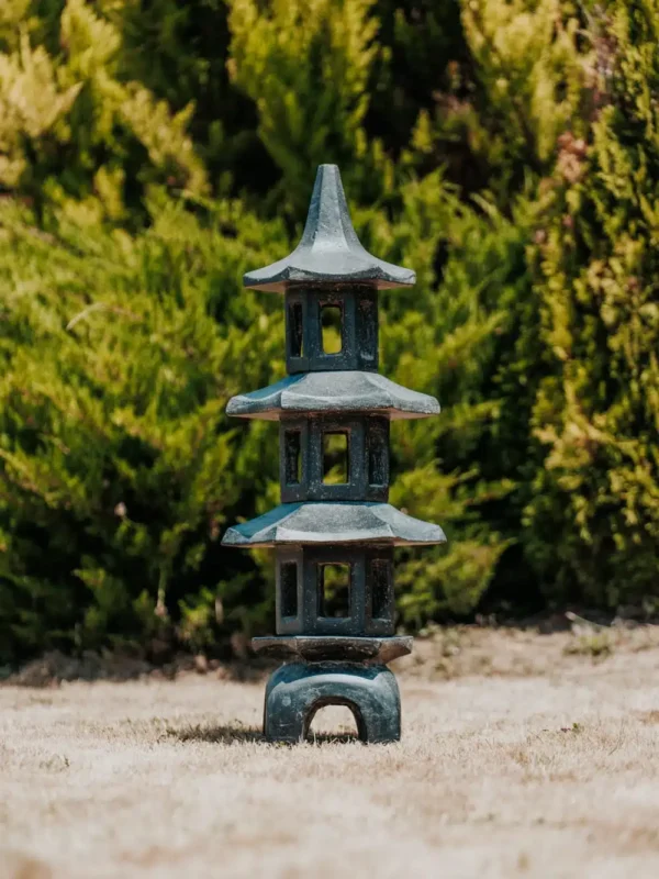 Lampe Japonaise Lanterne Pagode Statue de Jardin Noir Antique 100cm – Tokyo – Image 2