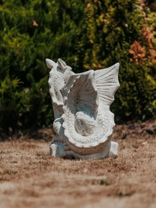 Statue de jardin extérieur dragon blanc antique 70cm – Image 3