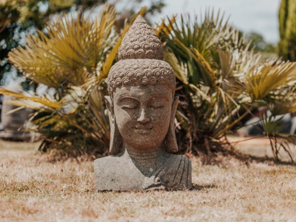 Statue buste bouddha en pierre volcanique naturelle 80cm – Image 5
