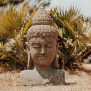 Statue buste bouddha en pierre volcanique naturelle 80cm