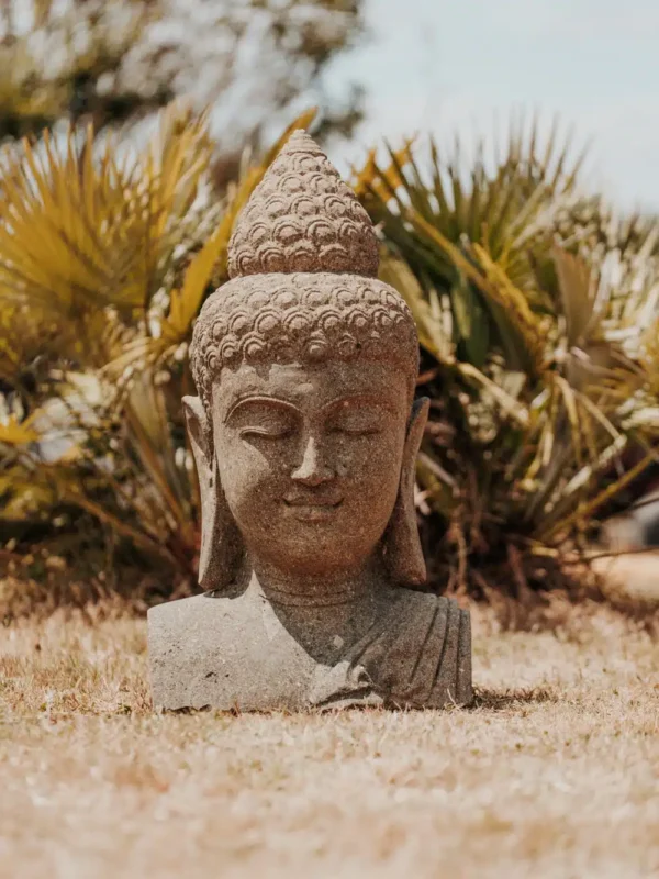 Statue buste bouddha en pierre volcanique naturelle 80cm – Image 2