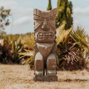 Totem tiki de jardin en pierre naturelle 100cm – Warrior