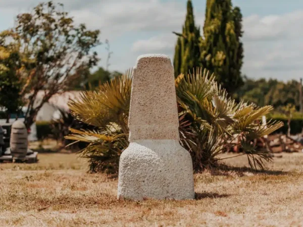 Statue de jardin extérieur île de pâques MOAI en pierre volcanique, 100 cm – Visage blanc antique – Image 4