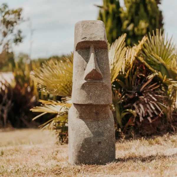 Statue de jardin île de pâques MOAI en pierre volcanique, 100 cm