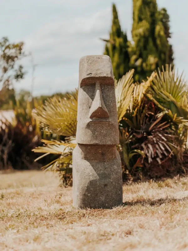Statue de jardin île de pâques MOAI en pierre volcanique, 100 cm – Image 2