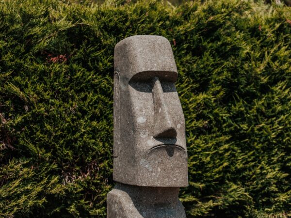 Grande statue de jardin île de pâques MOAI extérieur, en pierre volcanique 120cm – Image 4