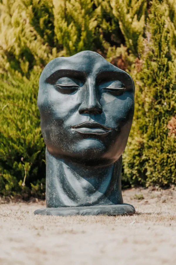Statue Visage Homme Grecque Noir Antique 120cm – Image 2