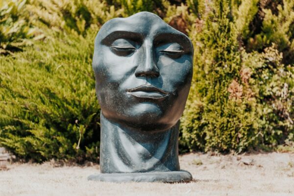 Statue Visage Homme Grecque Noir Antique 120cm – Image 4