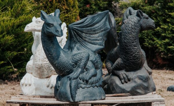 Statue de jardin extérieur dragon blanc antique 70cm – Image 4