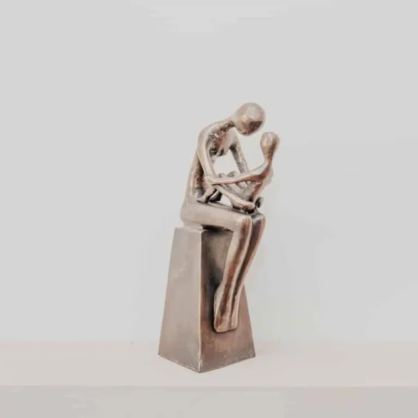 Statuette Statue Moderne Femme Mère et Enfant Couleur Bronze 29cm – Image 2