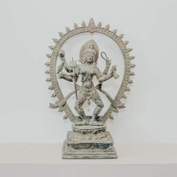Statuette Statue Dieu Indien Déesse Kali Dansant Debout Couleur Bronze 37cm