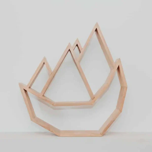 Rack Étagère Décoration Livre Montagne Everest en Bois de Teck Massif 60cm