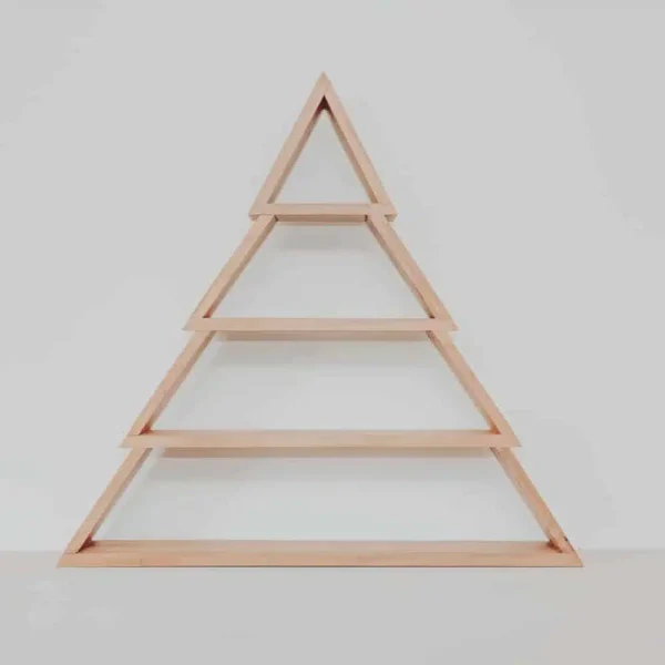 Rack Étagère Décoration Livre Montagne Sapin en Bois de Teck Massif 80cm
