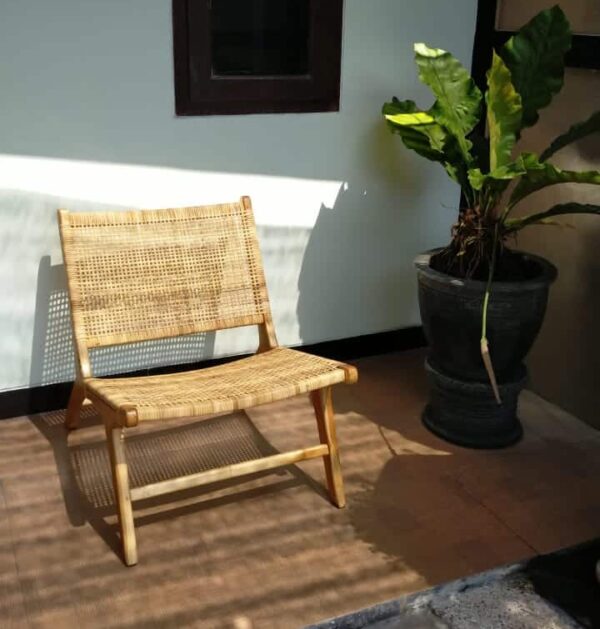 Fauteuil en rotin naturel et bois massif de teck – Tomy – Image 3