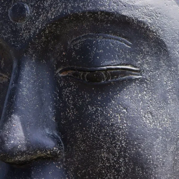 Statue de jardin fontaine tête visage de Bouddha noir antique 100cm – Image 3