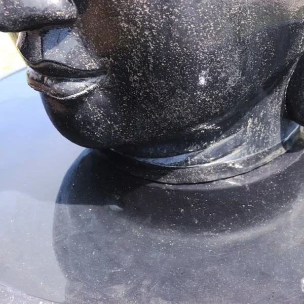 Fontaine de jardin tête de bouddha avec bassin rond noir antique 100cm – Image 4