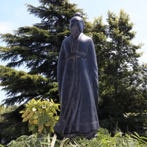 Statue de jardin guerrier chinois xian Bao debout extérieur noir antique 160cm