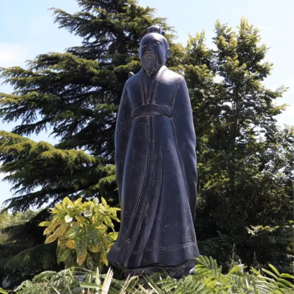 Statue de jardin guerrier chinois xian Bao debout extérieur noir antique 160cm