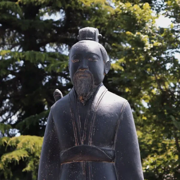 Statue de jardin guerrier chinois xian Bao debout extérieur noir antique 160cm – Image 3