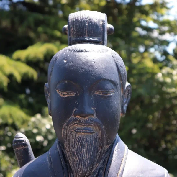 Statue de jardin guerrier chinois xian Bao debout extérieur noir antique 160cm – Image 4