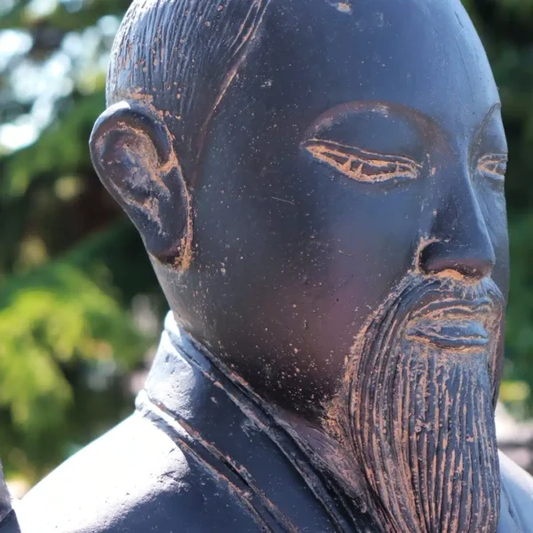 Statue de jardin guerrier chinois xian Bao debout extérieur noir antique 160cm – Image 5
