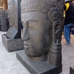 Grande Fontaine de Jardin Tête de Bouddha Khmer sur Base 180cm