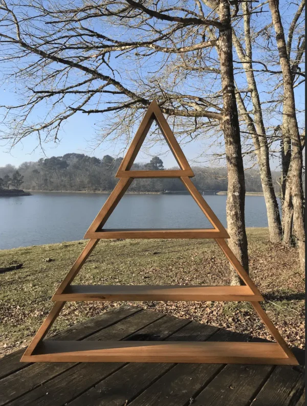 Rack Étagère Décoration Livre Montagne Sapin en Bois de Teck Massif 80cm – Image 3