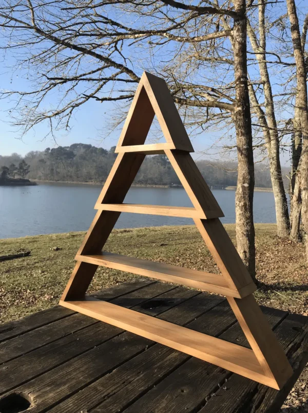 Rack Étagère Décoration Livre Montagne Sapin en Bois de Teck Massif 80cm – Image 2