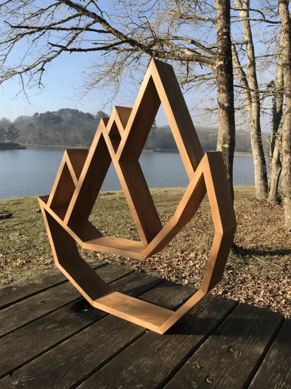 Rack Étagère Décoration Livre Montagne Everest en Bois de Teck Massif 60cm – Image 2