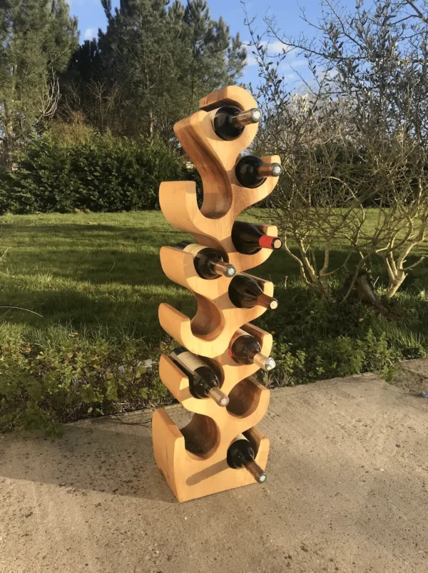 Rack Étagère Décoration pour Bouteilles de Vin en Bois Massif de Suar 100cm - Christo