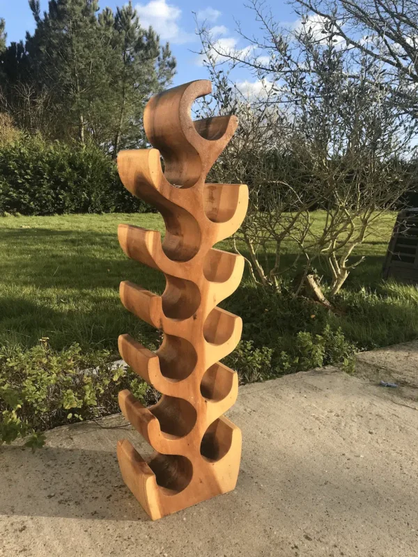 Rack Étagère Décoration pour Bouteilles de Vin en Bois Massif de Suar 100cm - Christo – Image 2