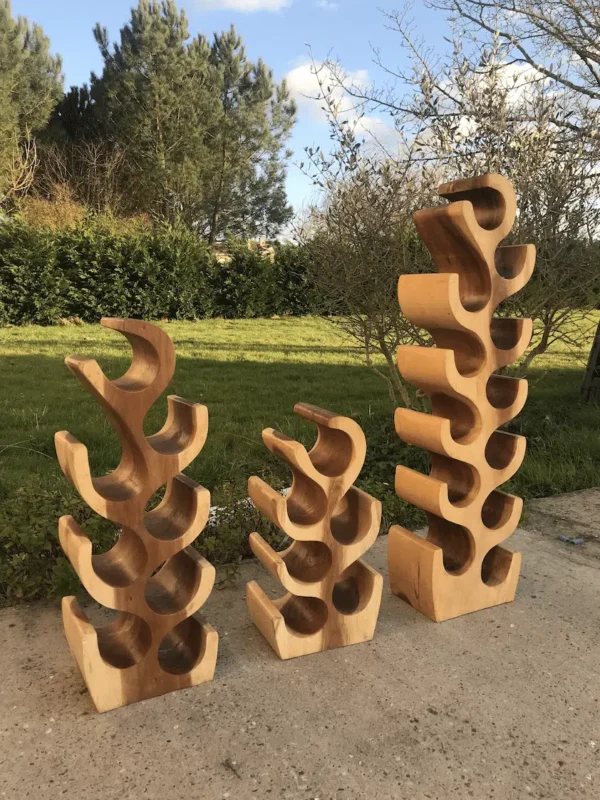 Rack Étagère Décoration pour Bouteilles de Vin en Bois Massif de Suar 100cm - Christo – Image 3
