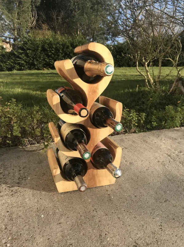 Rack Étagère Décoration pour Bouteilles de Vin en Bois Massif de Suar 50cm - Christo