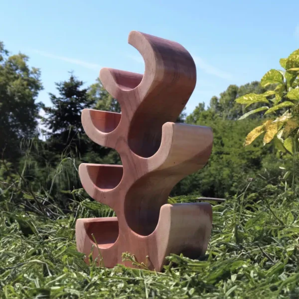 Rack Étagère Décoration pour Bouteilles de Vin en Bois Massif de Suar 50cm - Christo – Image 6