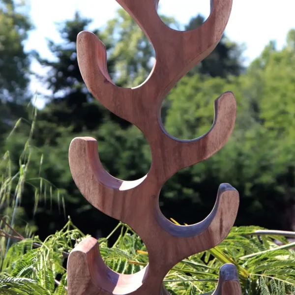 Rack Étagère Décoration pour Bouteilles de Vin en Bois Massif de Suar 70cm - Christo – Image 5