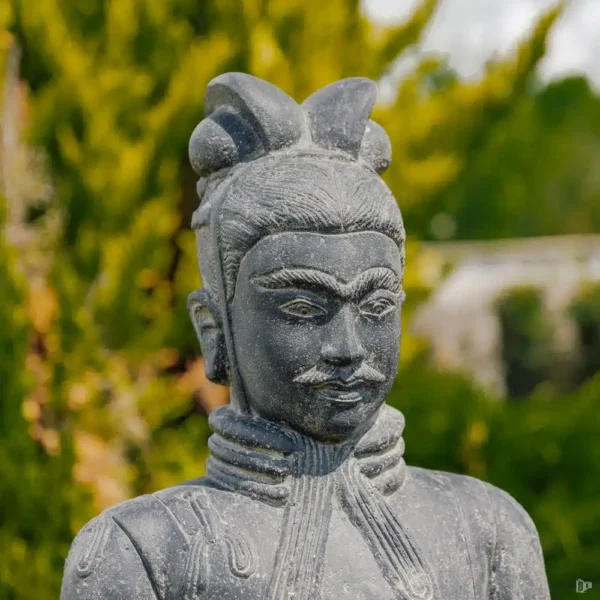 Statue de Jardin Guerrier Chinois Xian Debout Extérieur Noir Antique 150cm – Image 4