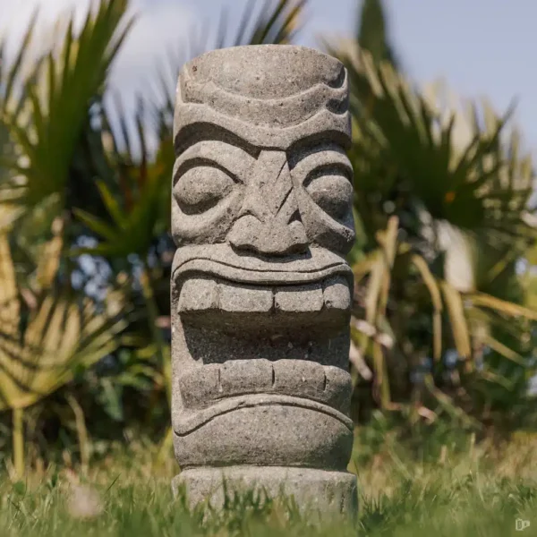 Statue Tiki, totem polynésien en pierre volcanique pour jardin extérieur – 50cm Atues – Image 2