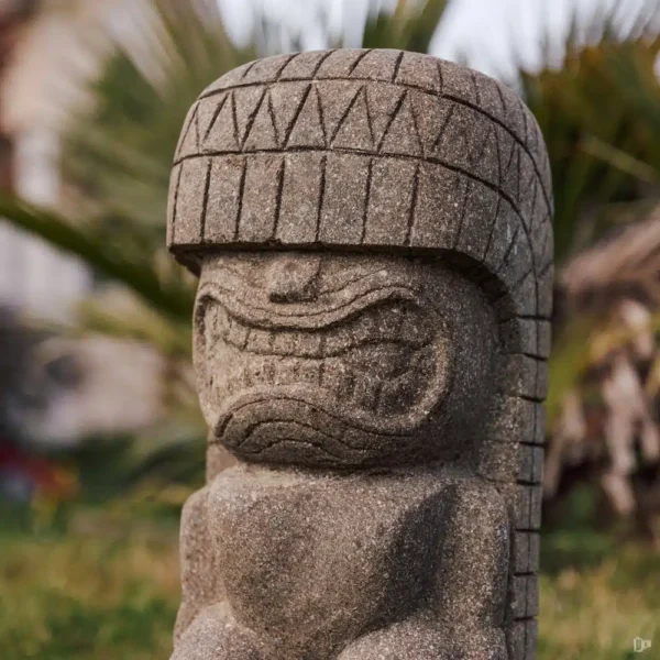 Statue Tiki polynésien en pierre volcanique pour jardin extérieur – 50cm, style primitif – Image 2