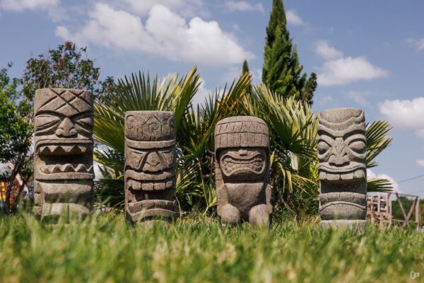 Statue Tiki polynésien en pierre volcanique pour jardin extérieur – 50cm, style primitif – Image 4