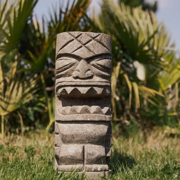 Statue de jardin Tiki polynésien en pierre volcanique – 50cm Uta – Image 2