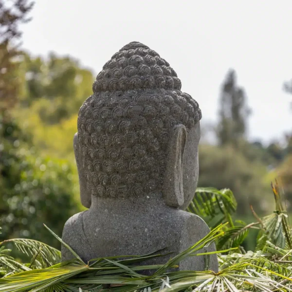 Statue buste bouddha en pierre volcanique naturelle 80cm XL – Image 3
